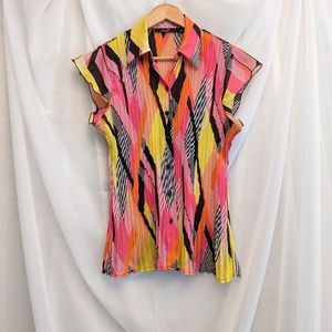 2000's pleated abstract blouse